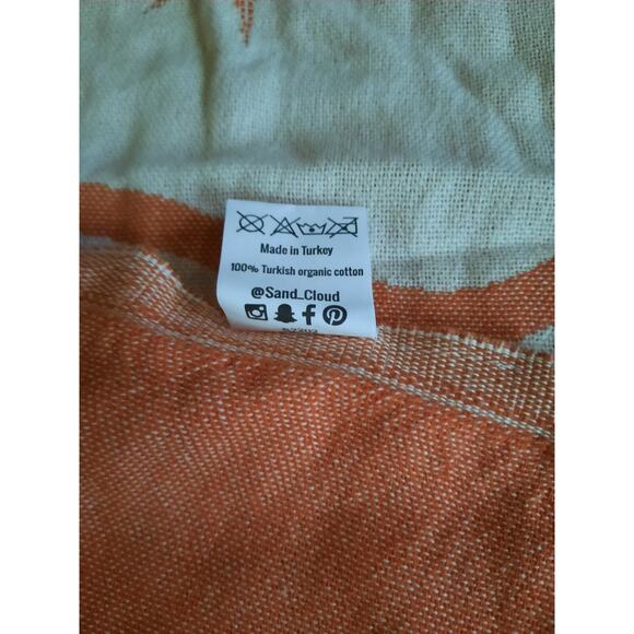 Sand Cloud Beach Towel Turkish Organic Cotton Celestial Sun Moon Orange Cream - Picture 5 of 5